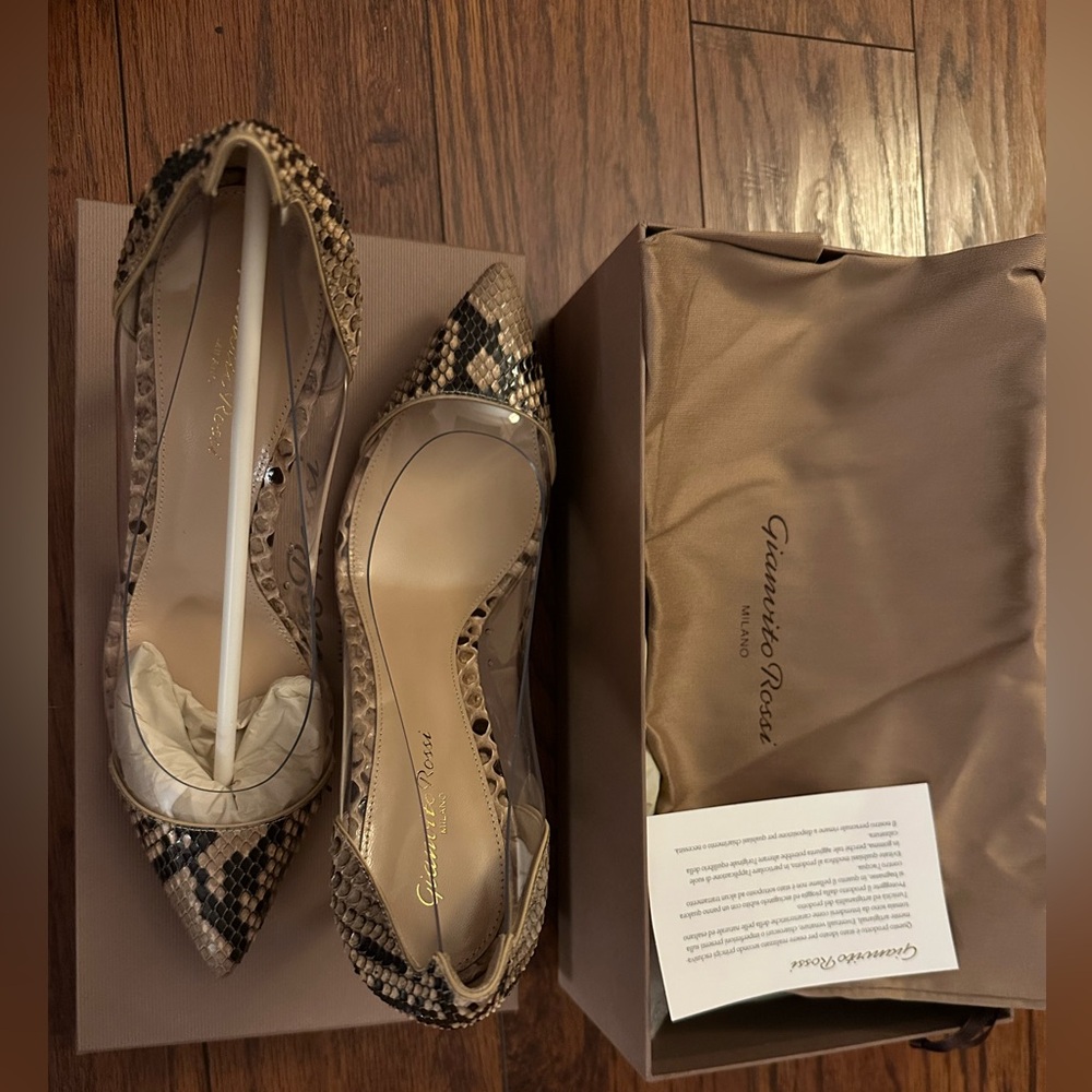 Gianvito Rossi Python Plexi Stilettos 39.5